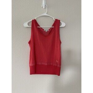 St. John Sport Classic Red Wool Knit Microdot Sleeveless Derby Top Logo, Size S